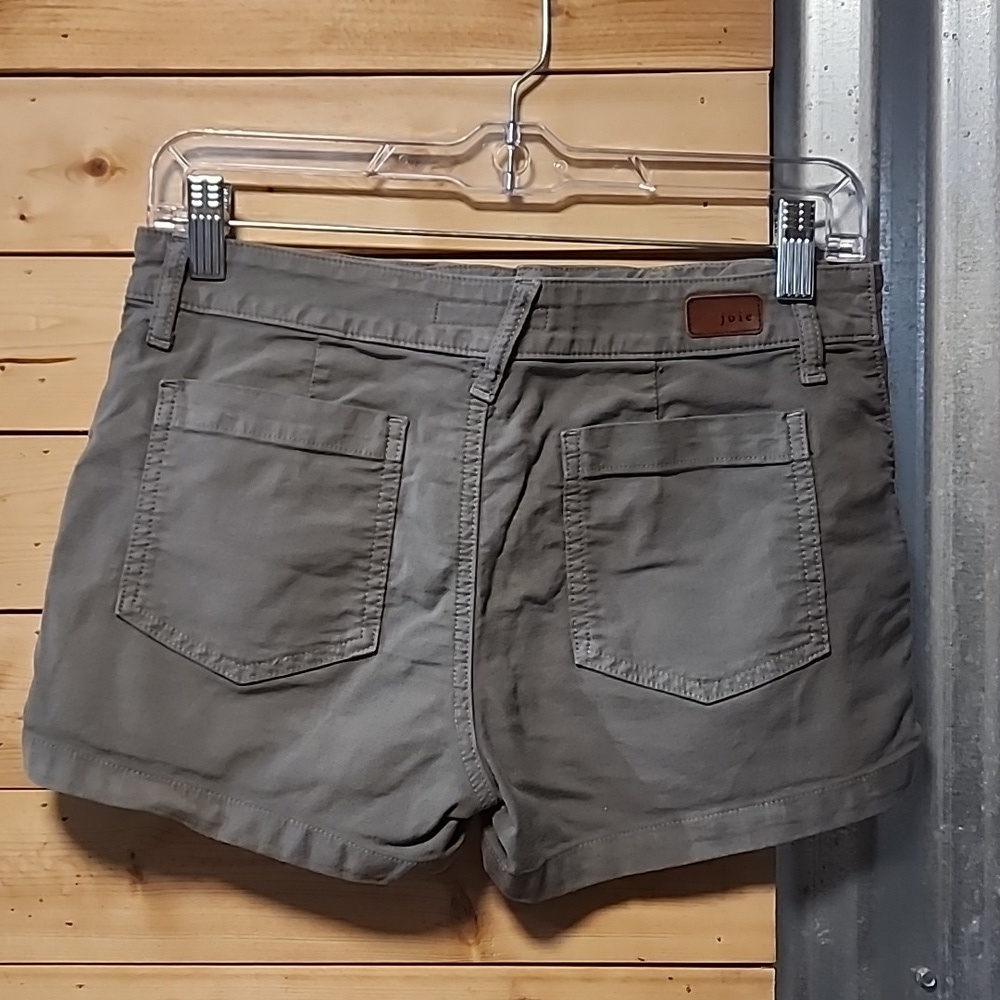 Joie Linen Lyocell Blend Sage Green Elastic High Waist Shorts 10